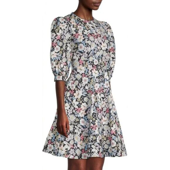 Rachel Parcell Floral Cotton Puff Sleeves Mini Dress Size Extra Extra Small - Picture 1 of 11